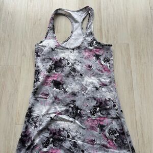 Lululemon Floral Racerback Tank Top - Gray and Pink